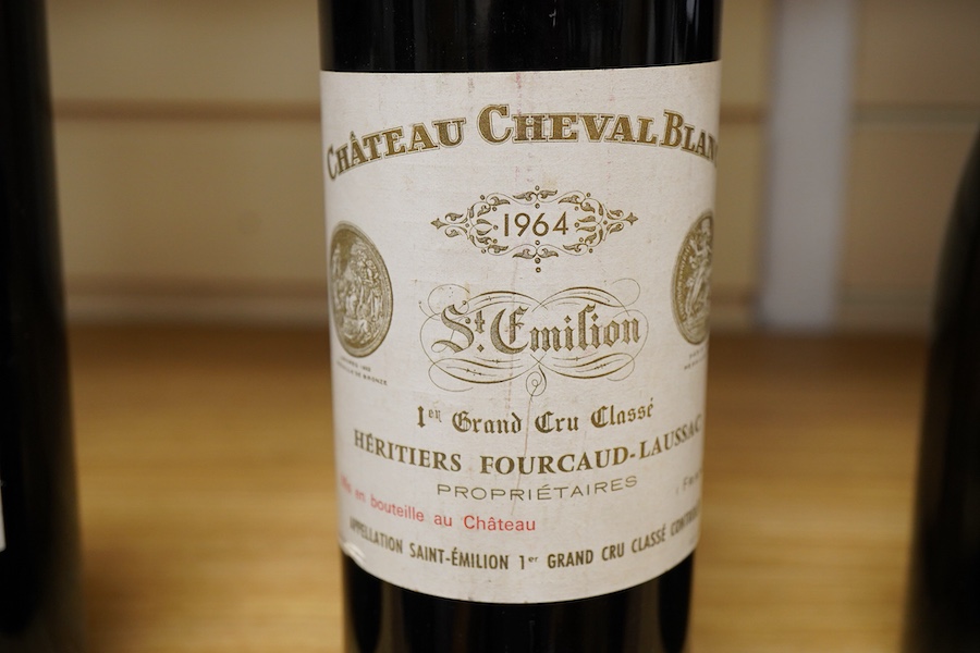 A bottle of Chateau Cheval Blanc Saint Emilion 1er Grand Cru Classé, 1964
